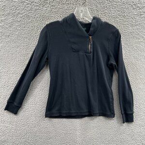 Lauren Jeans Co LRL Womens Top Medium Petite Black Pullover Long Sleeve Shirt